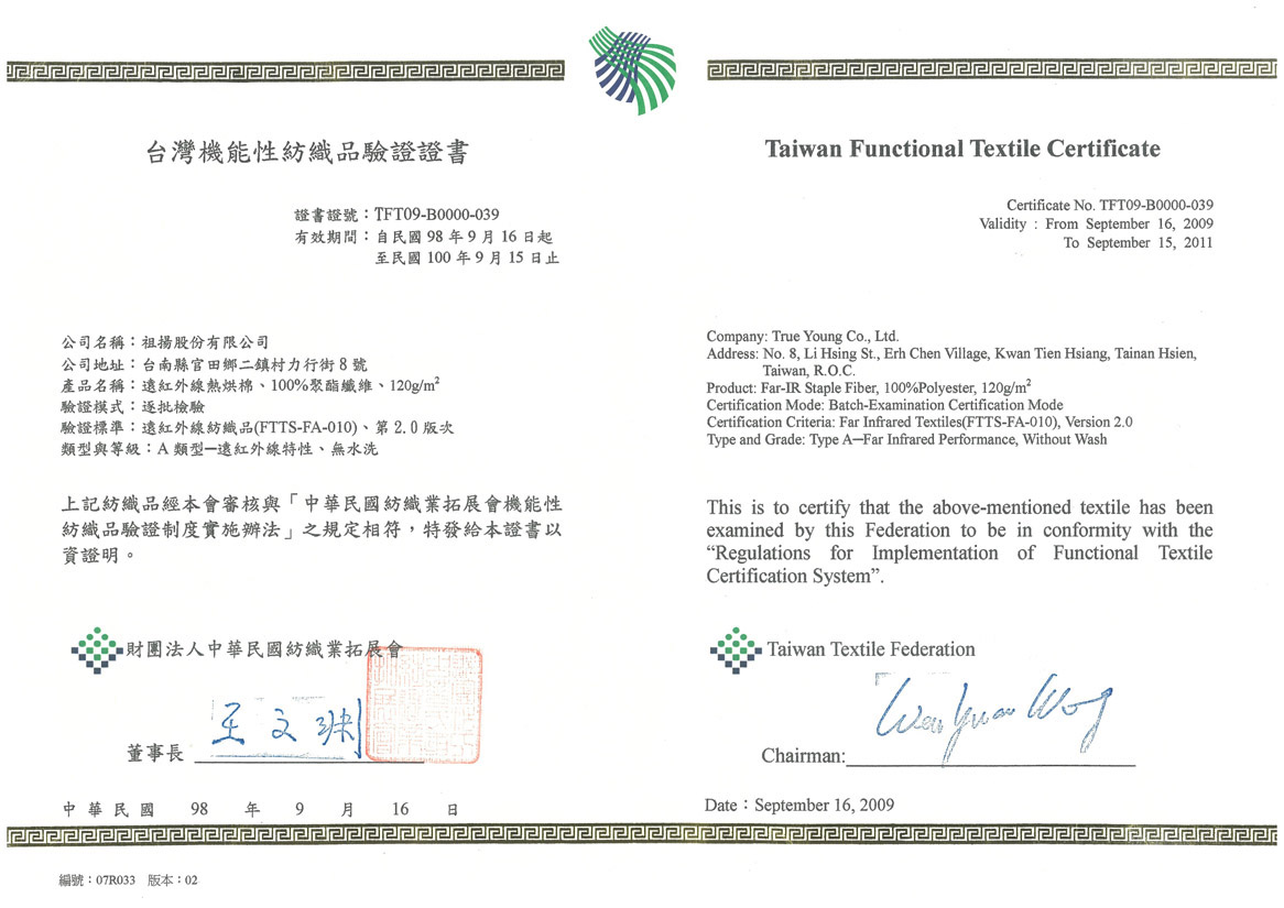 Functional Textile Certificate